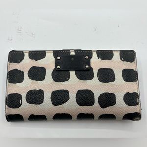 KATE SPADE Leather Patterned Wallet White Black Pink